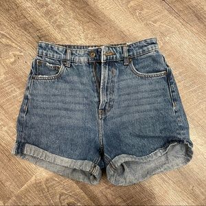 Bershka Denim High Waisted Mom Shorts